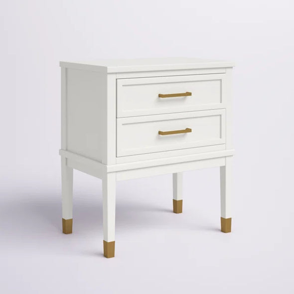 White Averie 28'' Tall 1 - Drawer Nightstand in Gray with Built-In USB outlet