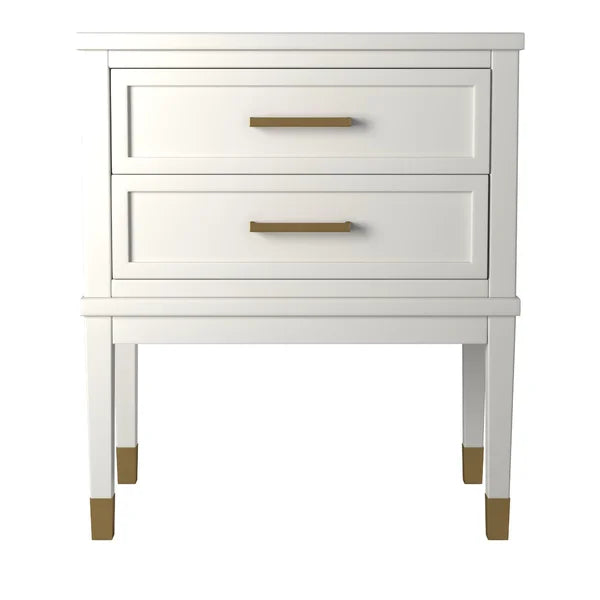 White Averie 28'' Tall 1 - Drawer Nightstand in Gray with Built-In USB outlet