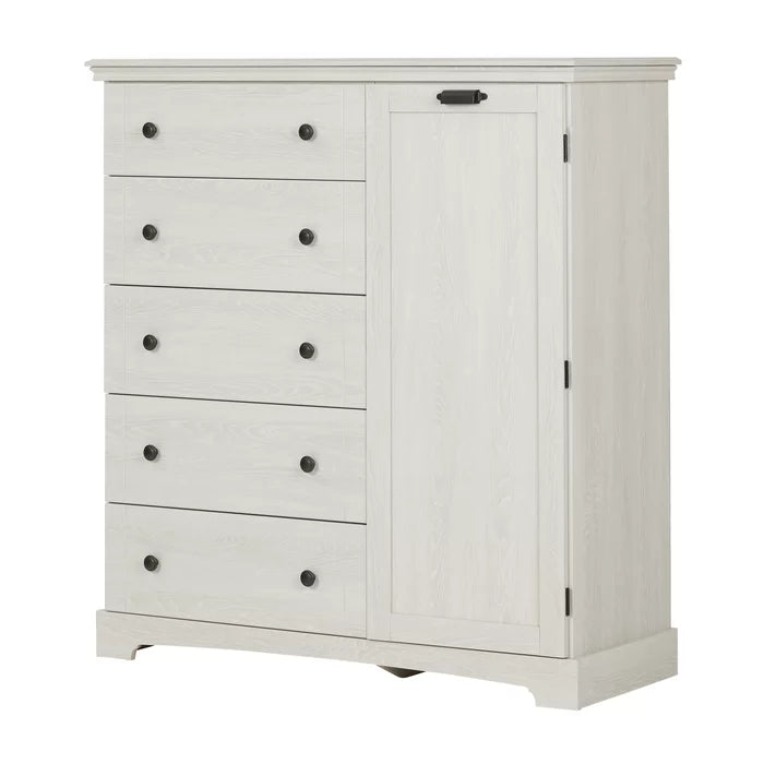 Winter Oak Avilla 5 Drawer 47'' W Combo Dresser 5 Spacious Drawers