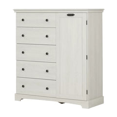 Winter Oak Avilla 5 Drawer 47'' W Combo Dresser 5 Spacious Drawers