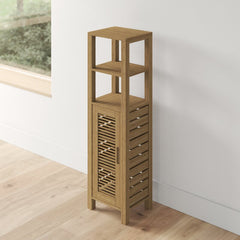 13'' W x 46.5'' H x 11'' D Solid Wood Linen Cabinet Five Tiers of Storage Space