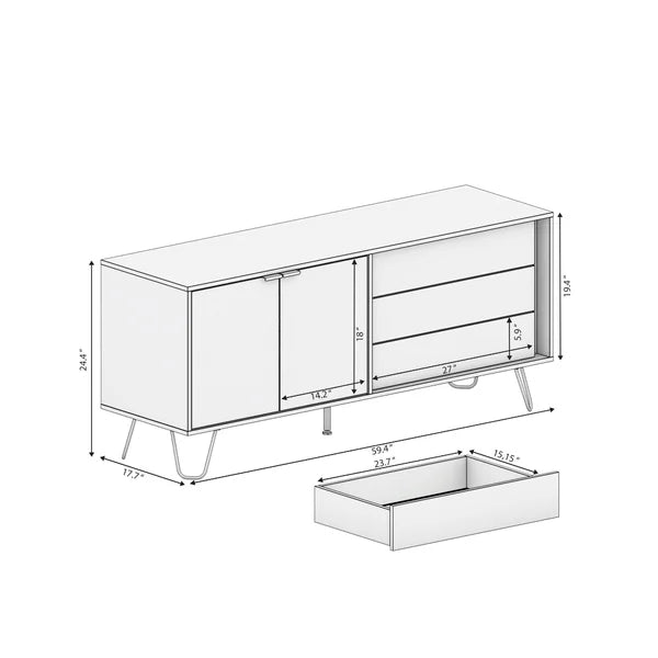 Aylee Brimming Style TV Stand for TVs up to 65" 3 Ample Drawers Offer Plenty Storage Space