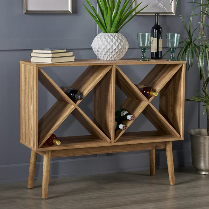 Light Walnut Babet Bar Wine Storage 24-Bottle Storage Modern-Inspired Space