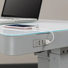 White Height Adjustable Standing Desk Cable Management Built-in USB Port Height Adjustable