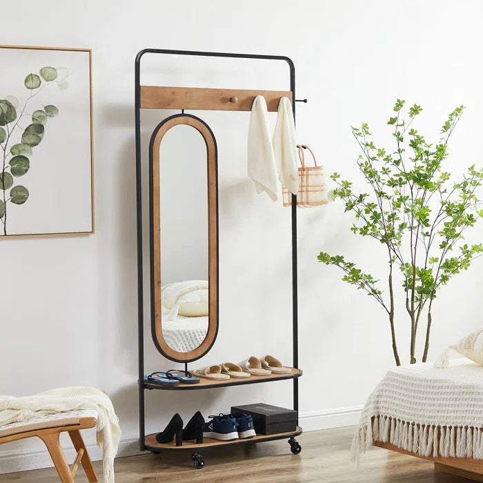 Baca 39.5'' Wide Iron Hall Tree with Shoe Storage