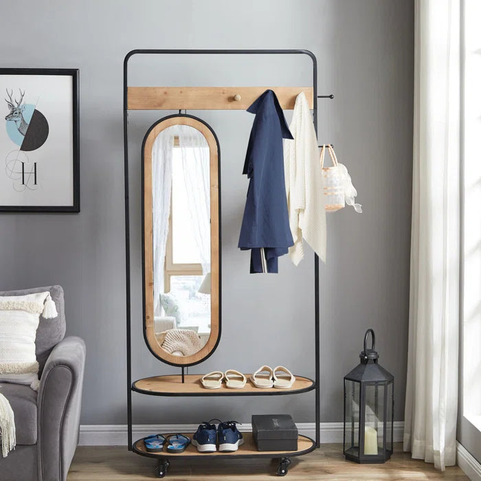 Baca 39.5'' Wide Iron Hall Tree with Shoe Storage