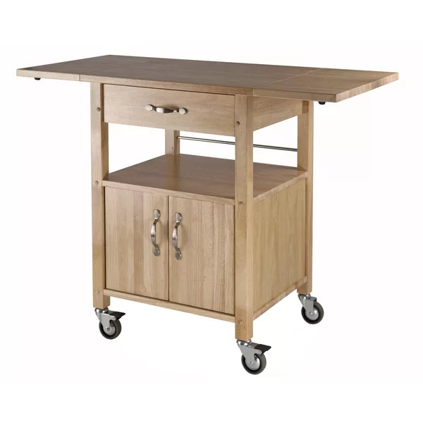 Baca 43.27'' Wide Rolling Kitchen Cart Lower Shelf and Storage Cabinet Charming Accent