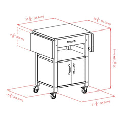 Baca 43.27'' Wide Rolling Kitchen Cart Lower Shelf and Storage Cabinet Charming Accent