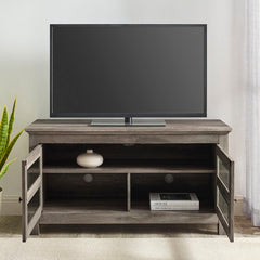 1 - TV Stand in Gray Wash Transitional Mood Media Console Textured finish to fit your home décor