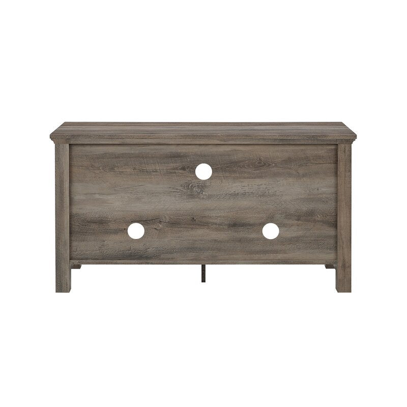 Gray Wash TV Stand for TVs up to 48" Ample Storage Space for your Components Behind Double Doors with Tempered Safety Glass Panes