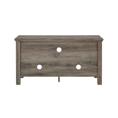 Gray Wash TV Stand for TVs up to 48" Ample Storage Space for your Components Behind Double Doors with Tempered Safety Glass Panes