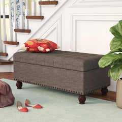 Upholstered Flip Top Storage Bench Offer Space To Sneakily Stow Folded Blankets at the End of your Bed or Board Games in the Den