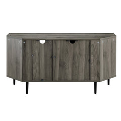1 Slate Gray Banaz Corner TV Stand for TVs up to 55" with Safety Tempered Shelf Glass