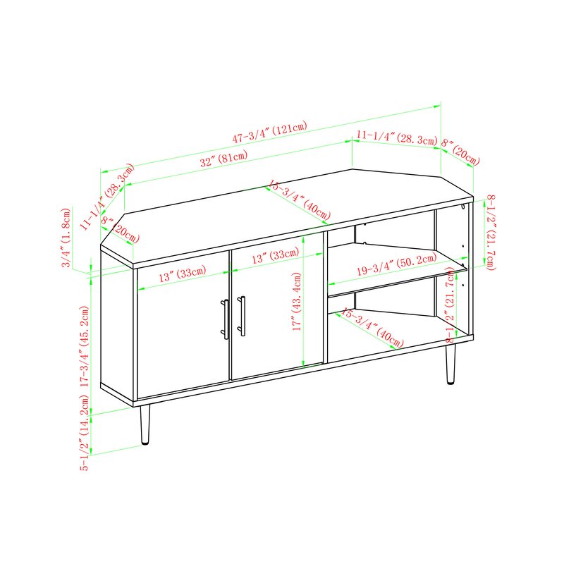1 Slate Gray Banaz Corner TV Stand for TVs up to 55" with Safety Tempered Shelf Glass