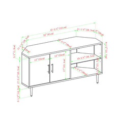 1 Slate Gray Banaz Corner TV Stand for TVs up to 55" with Safety Tempered Shelf Glass