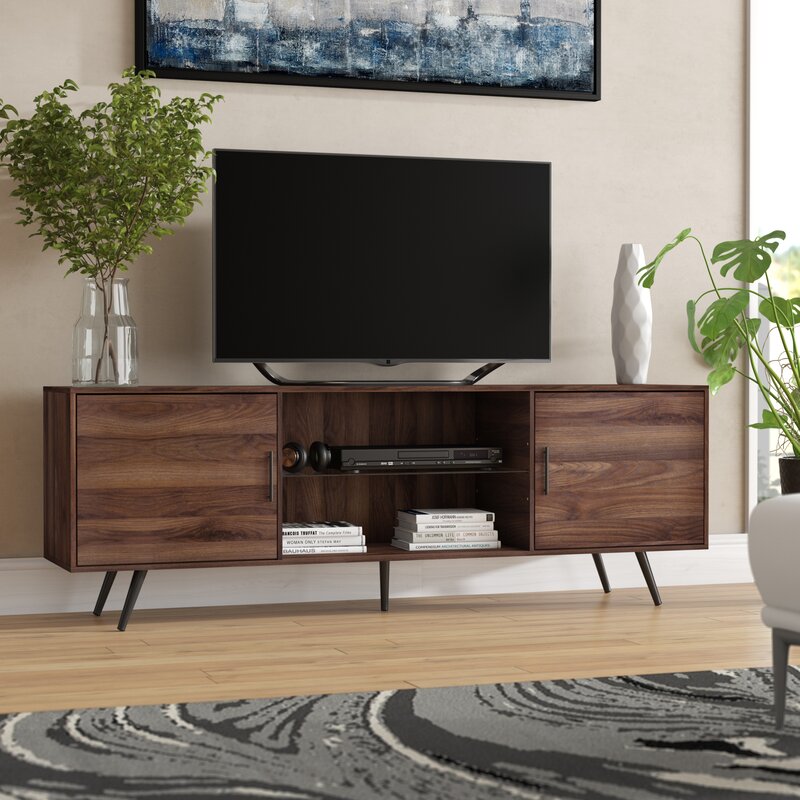 Dark Walnut Banaz TV Stand for TVs up to 85" Additional Storage Space