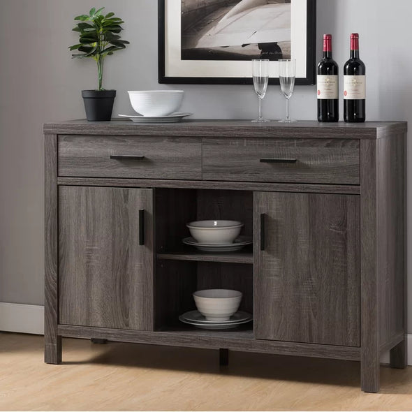 Distressed Gray Bannerman 47'' Wide 2 Drawer Server Expand Dining Storage