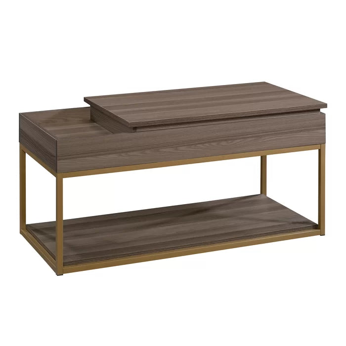 Coffee Table with Tray Top and Storage Open Shelves for Additional Storage and Display