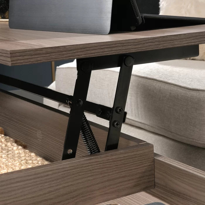 Coffee Table with Tray Top and Storage Open Shelves for Additional Storage and Display