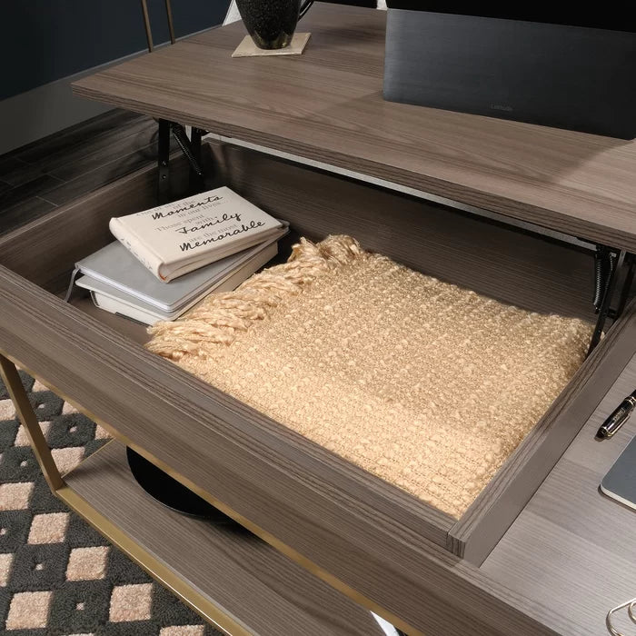Coffee Table with Tray Top and Storage Open Shelves for Additional Storage and Display