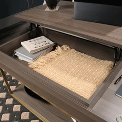 Coffee Table with Tray Top and Storage Open Shelves for Additional Storage and Display