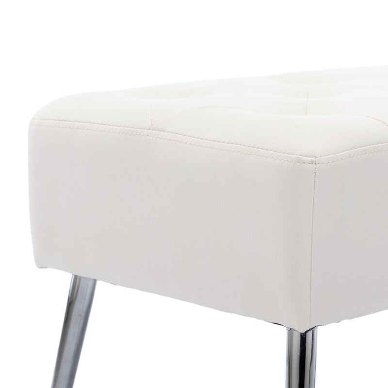 White Barcelona Faux Leather Upholstered Bench
