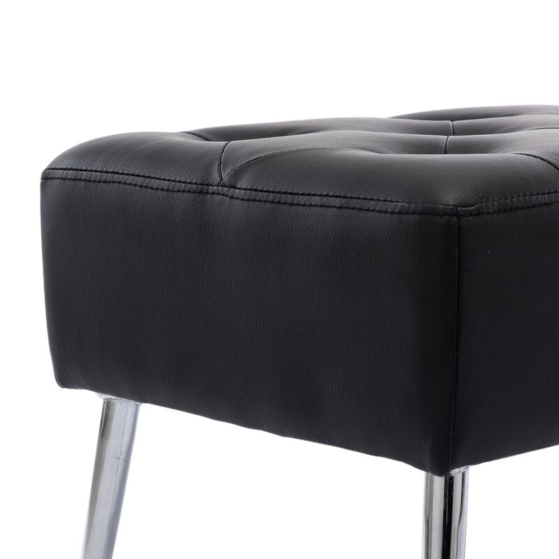 Black Barcelona Faux Leather Upholstered Bench Flared Legs Crafted
