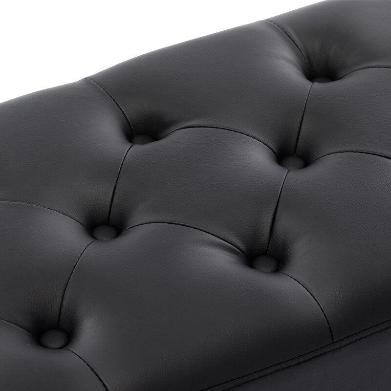 Black Barcelona Faux Leather Upholstered Bench Flared Legs Crafted