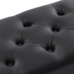 Black Barcelona Faux Leather Upholstered Bench Flared Legs Crafted