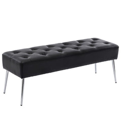 Black Barcelona Faux Leather Upholstered Bench Flared Legs Crafted