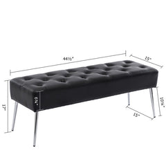 Black Barcelona Faux Leather Upholstered Bench Flared Legs Crafted
