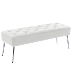 White Barcelona Faux Leather Upholstered Bench