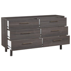 Walnut Gray 6 Drawer 54.5'' W Double Dresser Keeps your Home Decor Grounded While Elevating your Modern Style