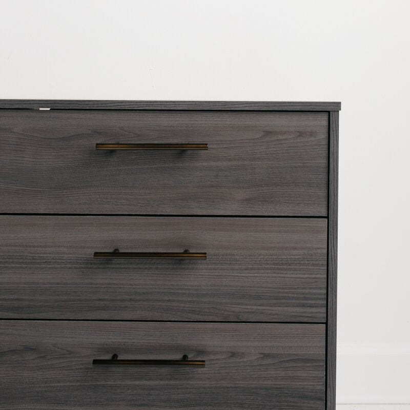 Walnut Gray 6 Drawer 54.5'' W Double Dresser Keeps your Home Decor Grounded While Elevating your Modern Style