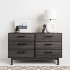 Walnut Gray 6 Drawer 54.5'' W Double Dresser Keeps your Home Decor Grounded While Elevating your Modern Style