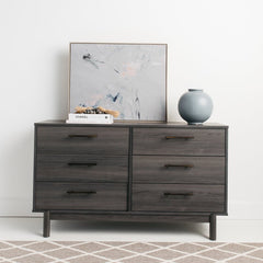 Walnut Gray 6 Drawer 54.5'' W Double Dresser Keeps your Home Decor Grounded While Elevating your Modern Style