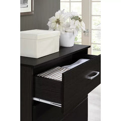 Barnett 3 Drawer Dresser Chocolate Features with Silver Finished Bar Pulls