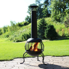 Outdoor with Rain Cap Steel Wood Burning Chiminea Bring Culture and Warmth to the Patio or Backyard with this Outdoor Wood-Burning Chiminea Fire Pit