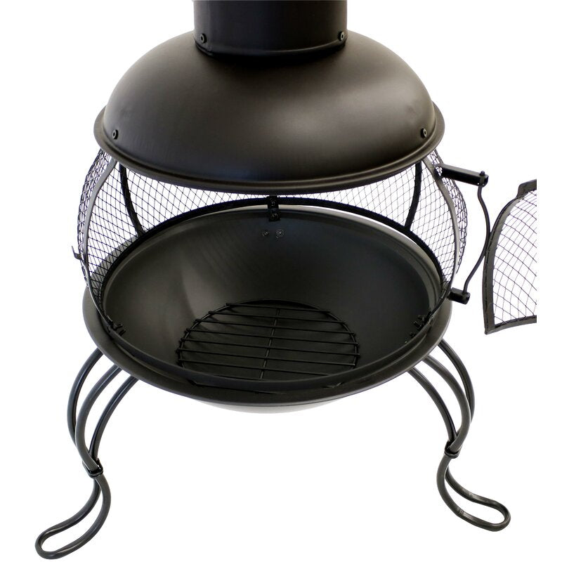 Outdoor with Rain Cap Steel Wood Burning Chiminea Bring Culture and Warmth to the Patio or Backyard with this Outdoor Wood-Burning Chiminea Fire Pit
