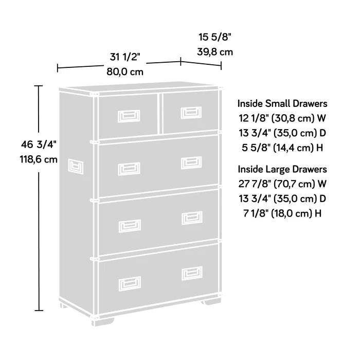 Barros 5 Drawer 31.49'' W Chest Additional Storage Space Design