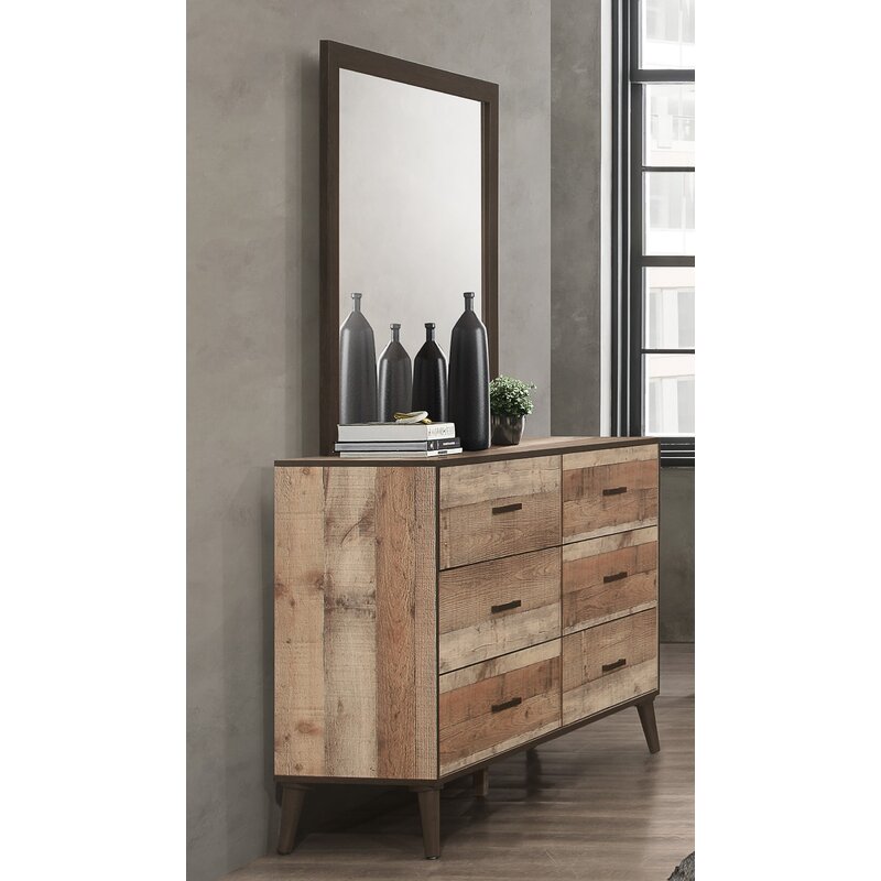 Basalt 6 Drawer 58.5'' W Double Dresser Solid and Engineered Wood