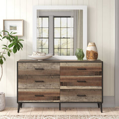 Basalt 6 Drawer 58.5'' W Double Dresser Solid and Engineered Wood