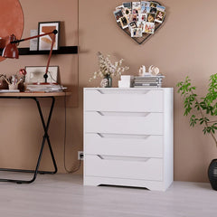 White Basanti 4 Drawer 27.2'' W Chest Detailed with a Unique Cut Out Handle