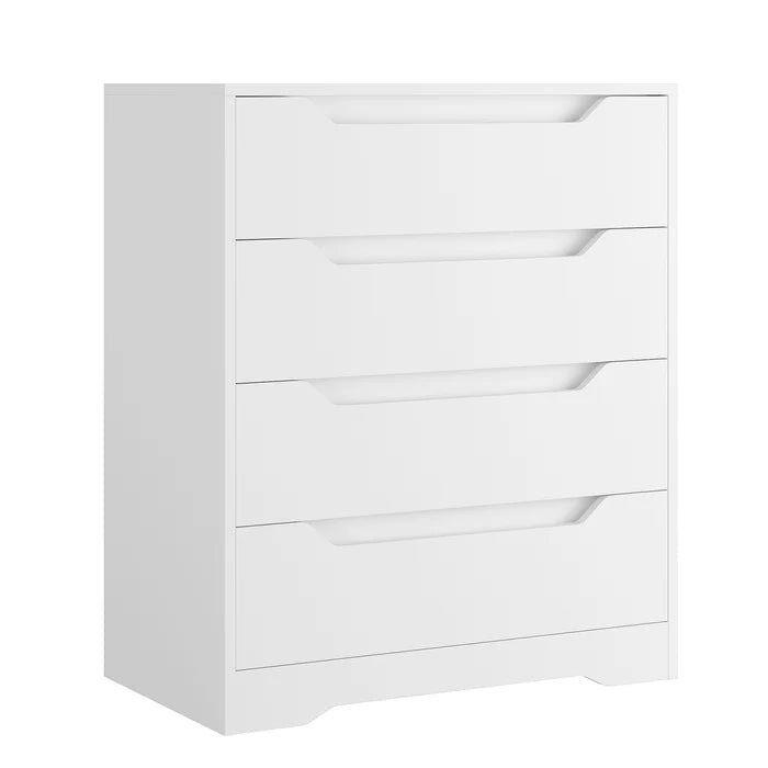 White Basanti 4 Drawer 27.2'' W Chest Detailed with a Unique Cut Out Handle