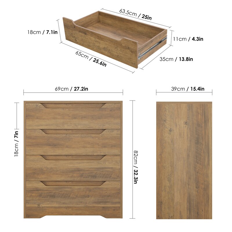 Rustic Brown 4 Drawer 27.2'' W Chest Provides you with Optimal Storage Space While Adding A Beautiful Style to your Room