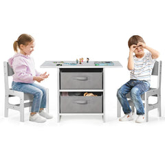 Batul Kids 3 Piece Rectangular Play Activity Table and Chair Set 2 Storage Compartments