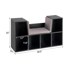 Black Baugher 25'' H x 40.5'' W Reading Nook Bookcase Comfortable Seat