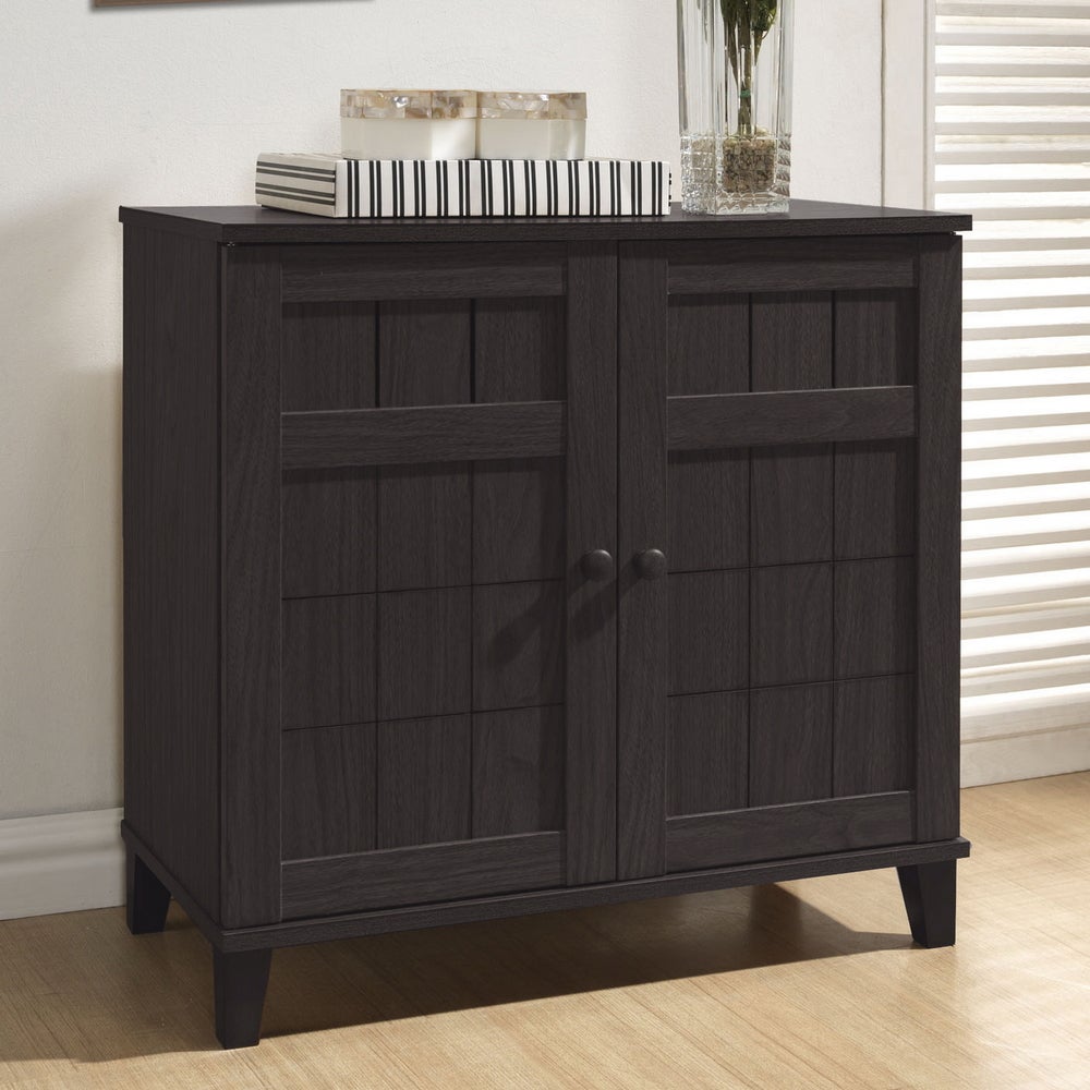 Glidden Dark Brown Wood Multi-use Cabinet Organize Shoes, Toys, and Other Items Neatly Behind the Double Doors of this Multi-Use Cabinet