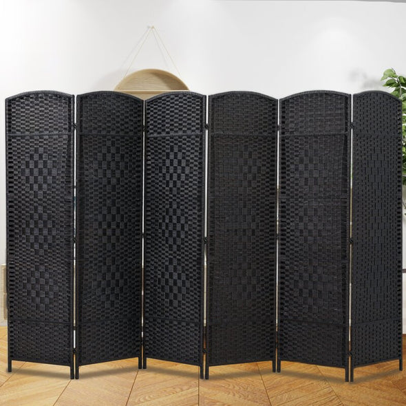 Set of 6 Black Panel Folding Room Divider Provide Extra Privacy for A Living Room, Bedroom, Or Shared Apartment and Avoid Some Embarrassment Of Life