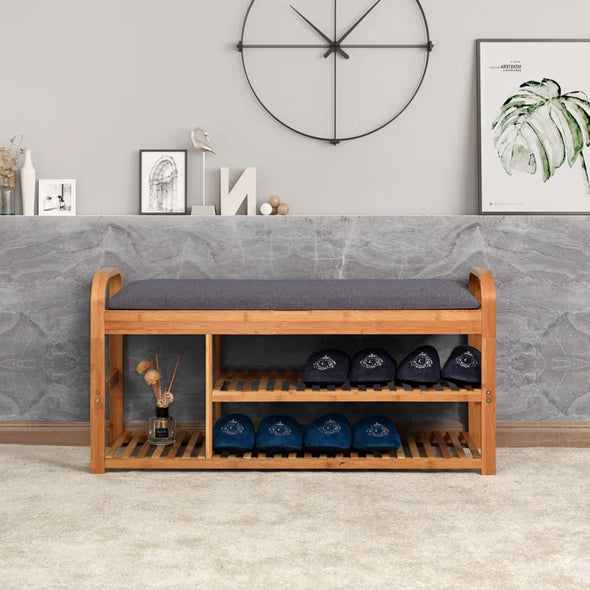 Bedroom Bamboo Storage Bench Entryway Strong and durable for Organize